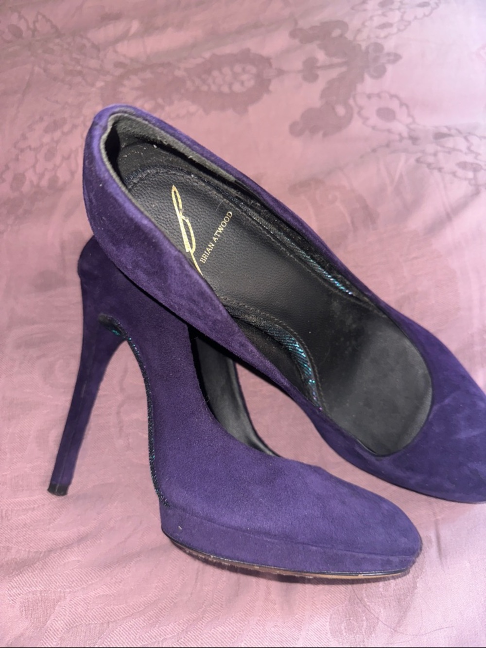 Brian Atwood Purple Suede High Heel Pumps